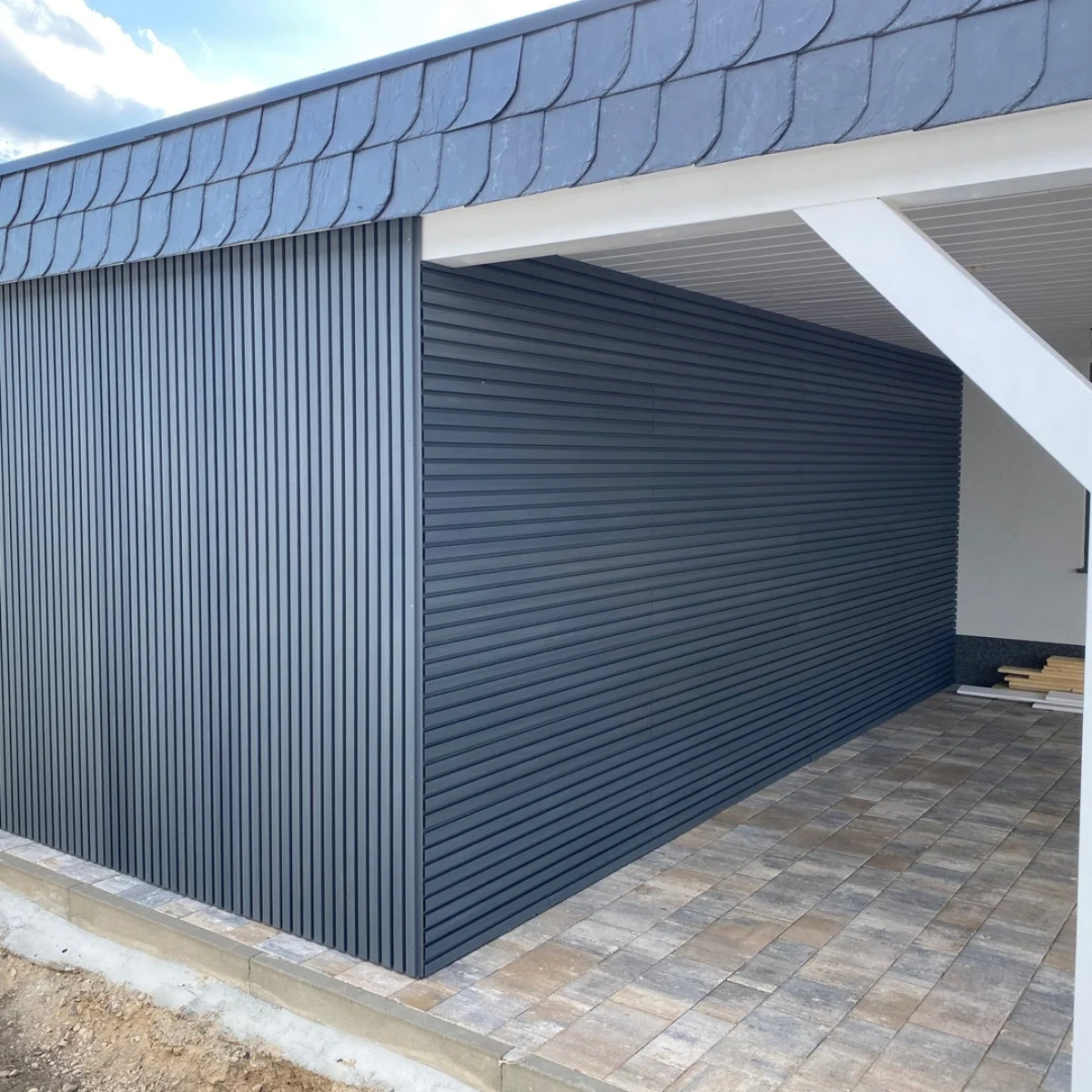 Exterior Wall Panel Stone Gray 94.5" | Garden | 3D Wood Grain (2 Panels per Box)
