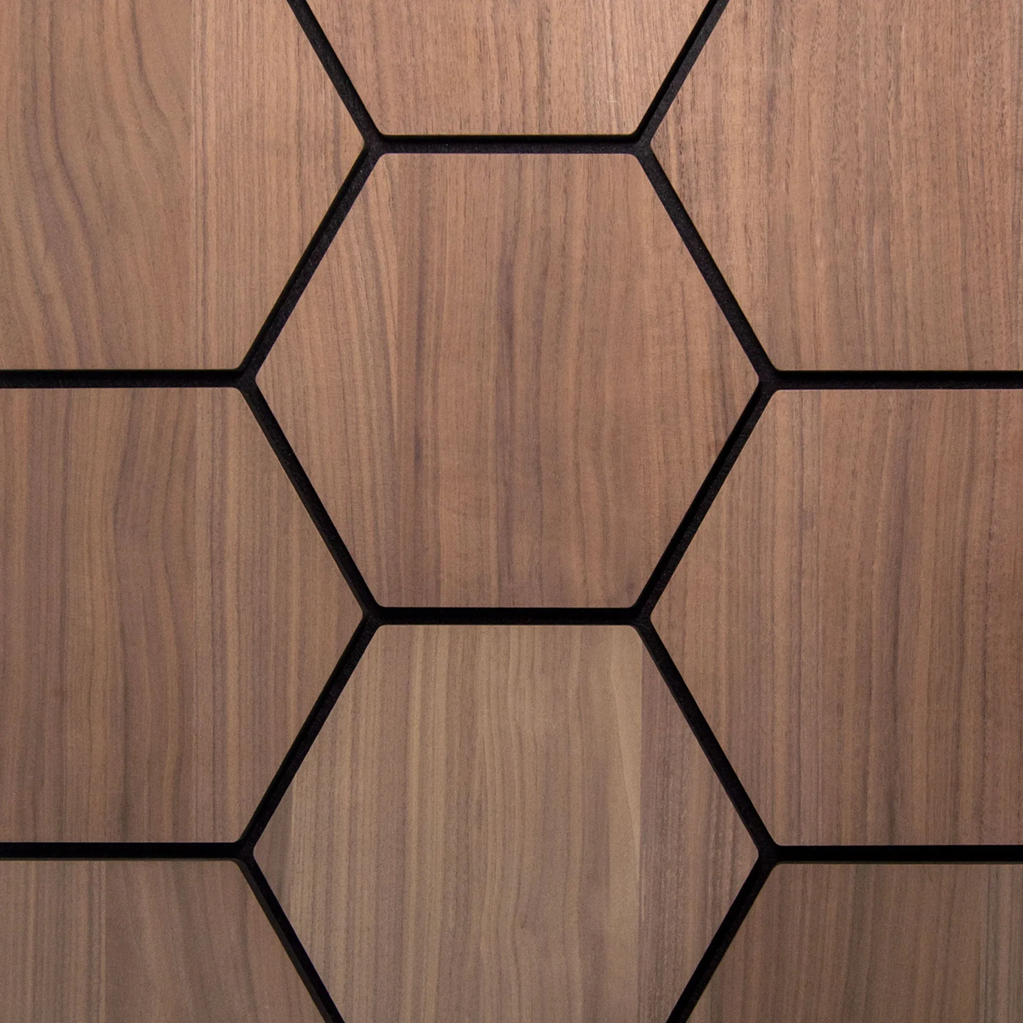 Hexagon Acoustic Panel | Walnut 32 Inch (4 Panels per Box) | Wall Decor
