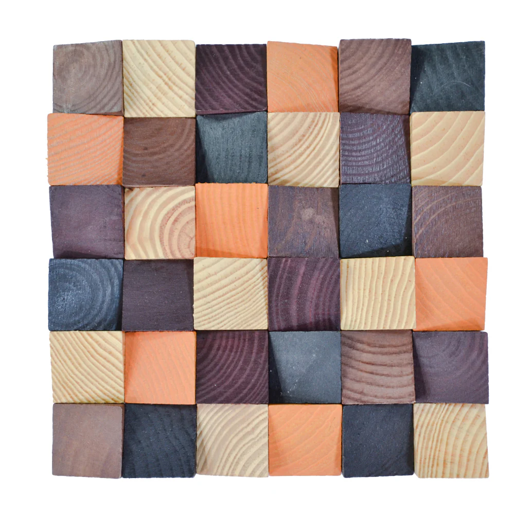 Wood Mosaic Panel | Bold Pine Wood Tile | 12"×12” - Image 2