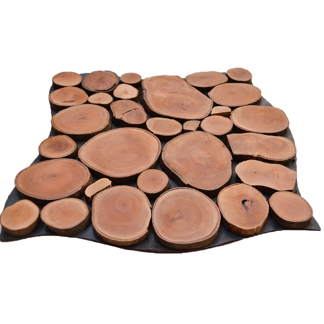 Wood Mosaic Panel | Lychee Wood Tile | 12"×12” - Image 3