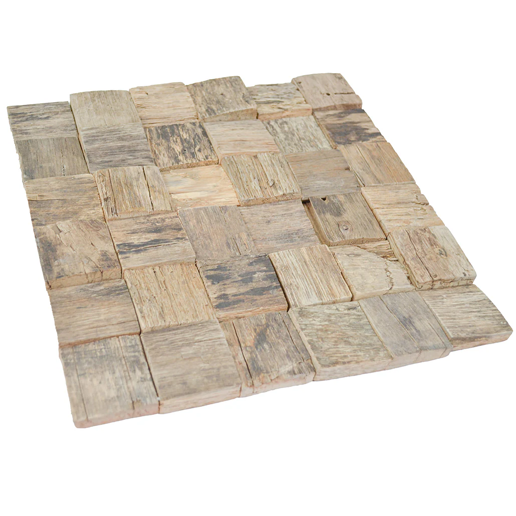 Wood Mosaic Panel | Marine Wood Tile | 12"×12” - Image 3