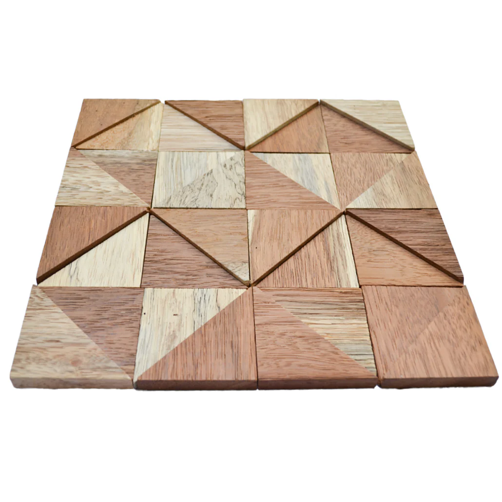 Wood Mosaic Panel | Merbau Wood Tile | 12×12” - Image 4
