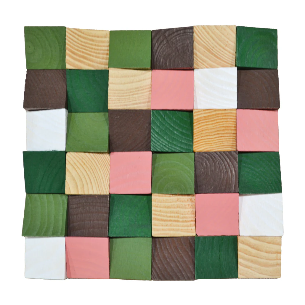 Wood Mosaic Panel | Rich Pine Wood Tile | 12"×12” - Image 2