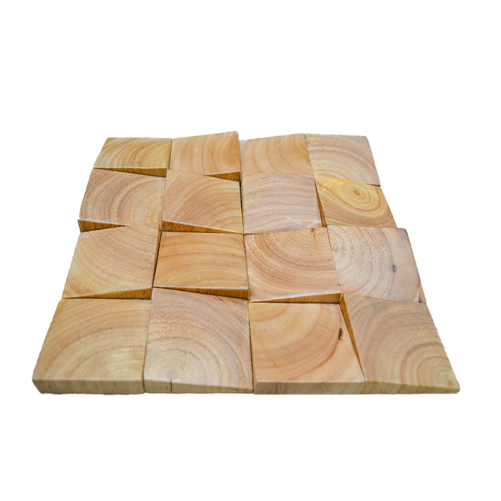 Wood Mosaic Panel | Rubber Wood Tile | 12"×12” - Image 5