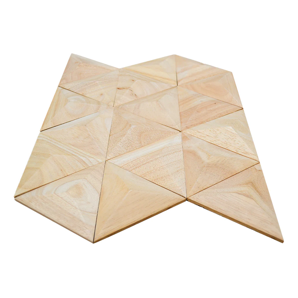 Wood Mosaic Panel | Spacious Rubber Wood Tile | 11.8"×13.8” - Image 3