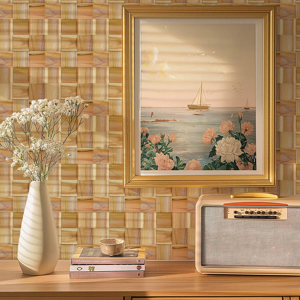 Wood Mosaic Panel | Timeless Teak Wood Tile | 12"×12”