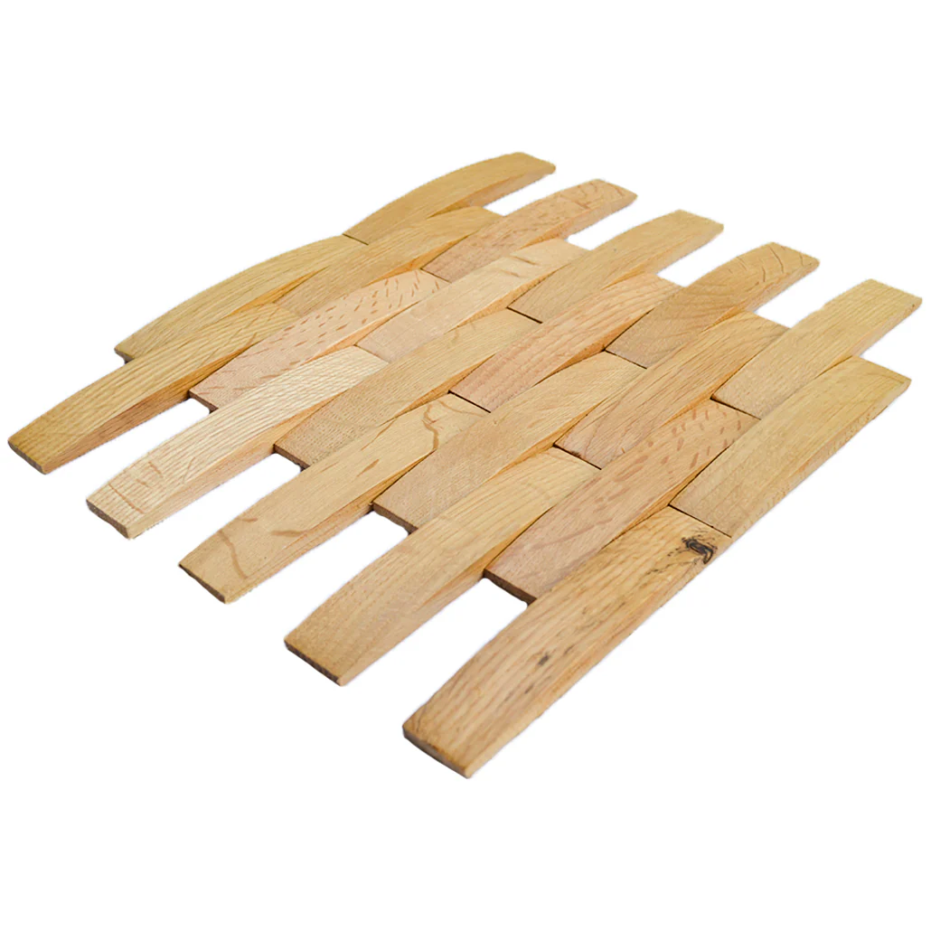 Wood Mosaic Panel | White Oak Wood Tile | 12×12” - Image 3
